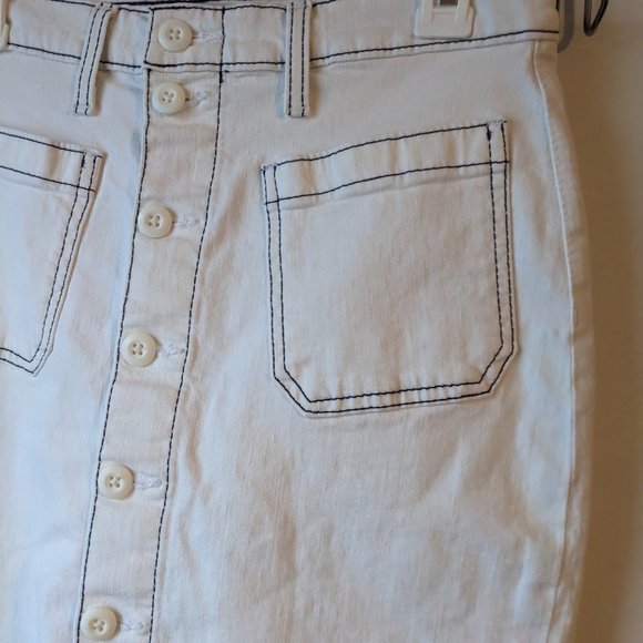 J. Crew White Denim Button Up Jean Pencil Midi Skirt Size 28 - Picture 8 of 9